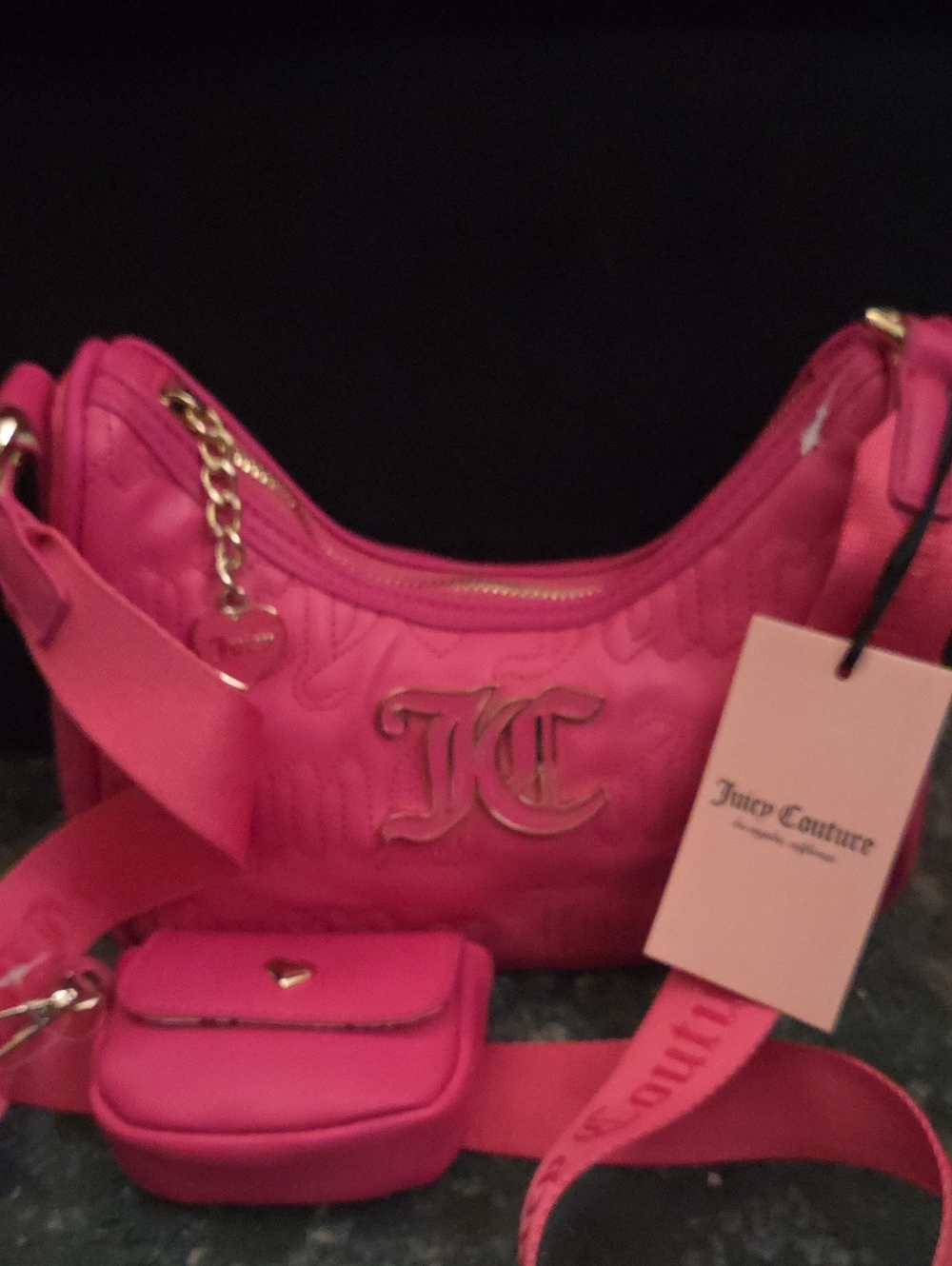 Juicy Couture Hot Pink Crossbody Bag with Detachable Pouch